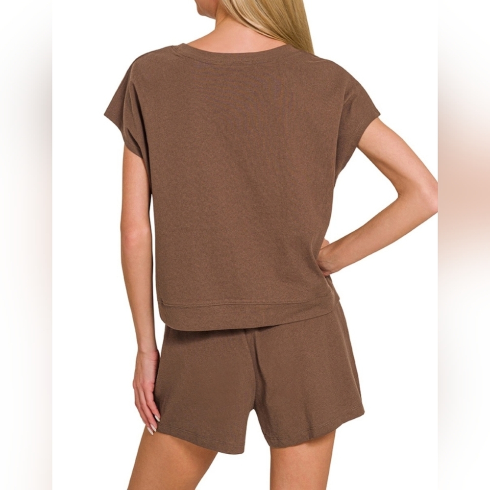 #97053 🛑S,M,L Fabulous Premium Cotton Top & Shorts 2pc Loungewear Or Travel Set - Picture 4 of 5